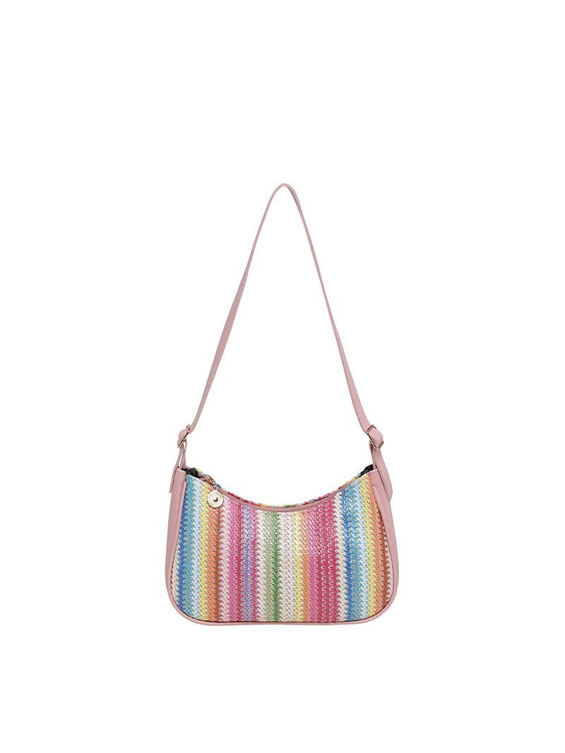 Bolso de verano de comercio exterior para mujeres 2026 nuevo bolso de brazo versátil bolso de hombro a rayas de arco iris bolso de viaje de moda