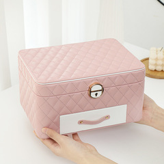 跨鏡韓版珠寶首飾盒三層帶鎖首飾收納盒多功能項鍊耳釘耳環飾品盒