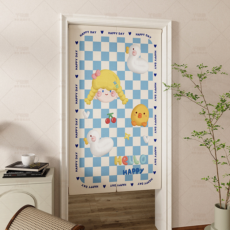 Cartoon Animation Door Curtain Home Punch-free Partition Curtain Bedroom Living Room Half Curtain Kitchen Bathroom Blocking Door Curtain