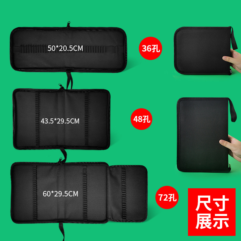 Bolsa de lápiz de lona plegable para bocetos de lápiz cortina para estudiantes herramientas de arte plegables cremallera bolsillo de almacenamiento envolvente