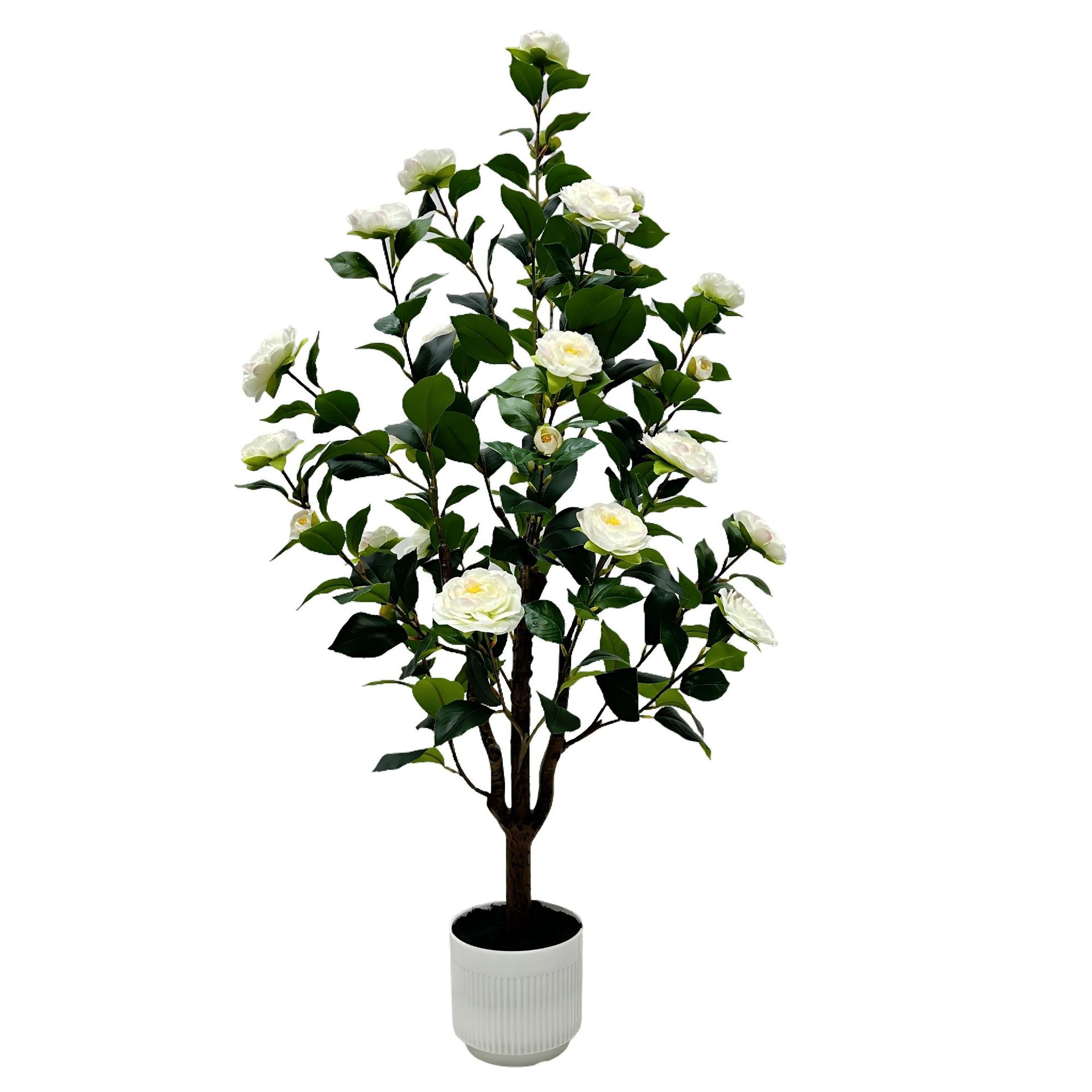 Desmontaje transfronterizo de camélia árbol de simulación de flores verde camélia maceta árbol falso sala de estar plantación biónica de plantas verdes flores falsas