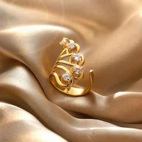 Tulip Rings Jewelry Cross-Border European and American Ins Zircon Rings, Light L