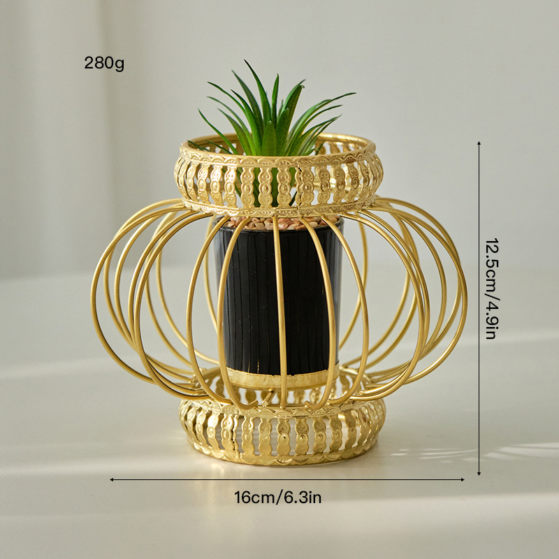 装飾鉢植えホームライト高級アイアンレストランシンプルなヨーロピアンスタイルクリエイティブ家具リビングルーム玄関ラウンド装飾品|undefined