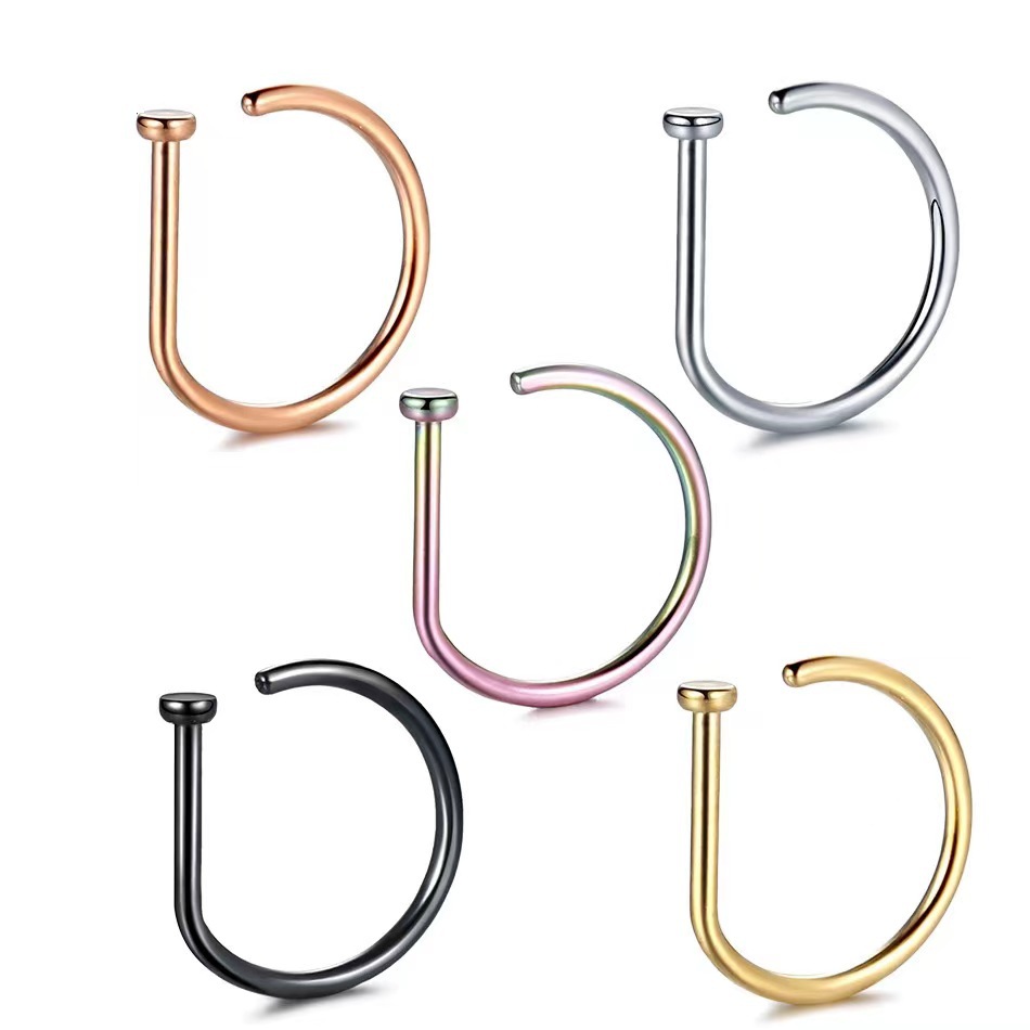 Cross-border AliExpress hot sale foreign trade D-shaped nose ring nose stud nose accessories nose ring body piercing jewelry factory direct sales