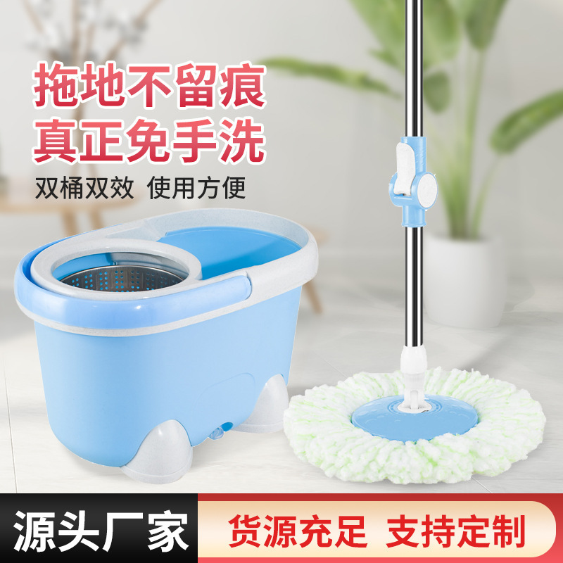 Flat disposable Mop Mop rotating mop thickened bucket lazy rotating mop hand pressure mop bucket suit wholesale