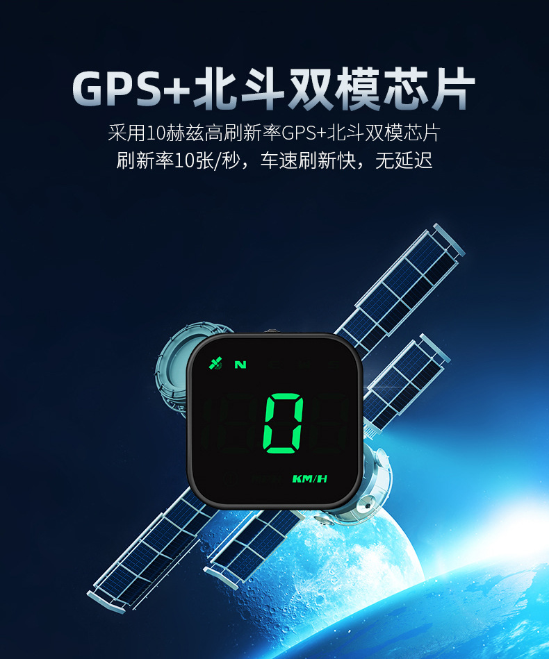 Car Hud Head-Up Display Car Gps Universal Multi-Function Speedometer Compass High-Definition Smart Display