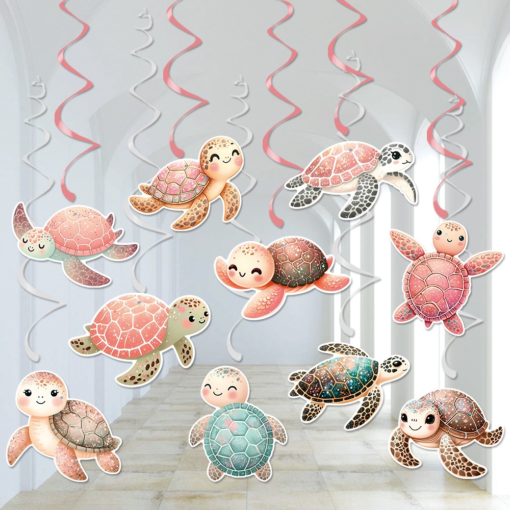 Nuevo tema de tortuga decoración de fiesta de cumpleaños espiral tortuga espiral decoración de atmósfera de cumpleaños
