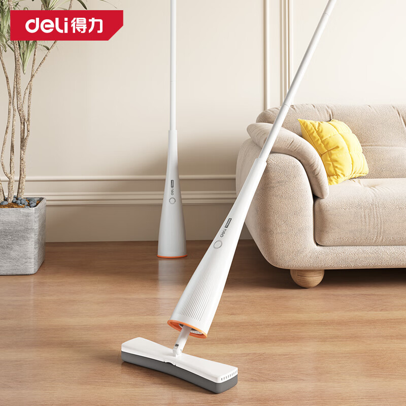 Deli Durable Non-Deformable Stainless Steel Tube Folding Mop 33cm (White) with 2 Eco-Friendly Handles