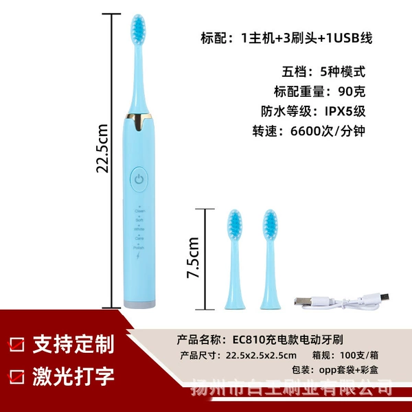 Upgrade (charging model) Sky blue+3 brush head+USB charging cable