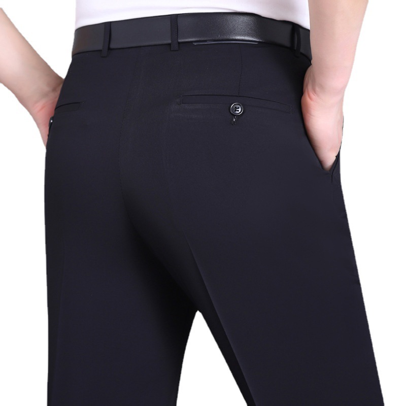 2025 verano nuevo estilo pantalones de hombre, cintura alta fina, pantalones de negocios rectos sueltos, pantalones de papá de mediana edad y ancianos image 5