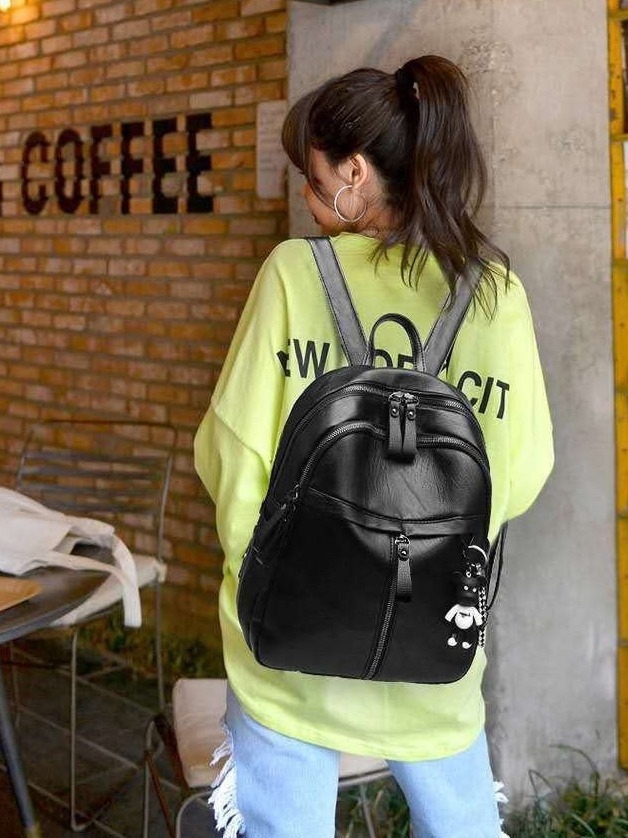 Directo de fábrica de cuero de LA PU mochila de gran capacidad de estudiante de secundaria mochila de ocio señoras mochila de viaje de comercio exterior Al Por Mayor