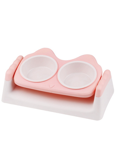 Cat bowl, cat food bowl, dog bowl, dog bowl, cat bowl, double bowl, cervical vertebra protection, cute, anti-knock over, pet cat bowl, pet supplies