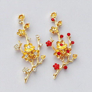 New ancient style bridal head hairpin plum blossom style branch tree pole Flower Diamond-embedded branch diy alloy hair accessories