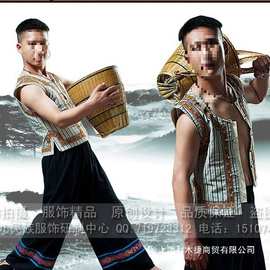 妈汝 少数民族演出服装苗族土家族壮族侗族服装男士款马甲垒德株