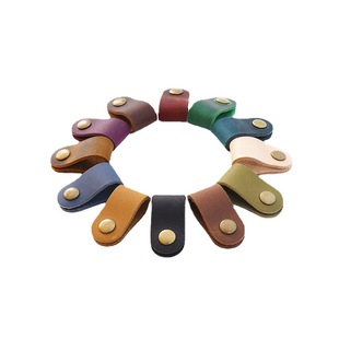In stock practical small gift first layer cowhide hub earphone cable buckle storage buckle gift Winder wholesale