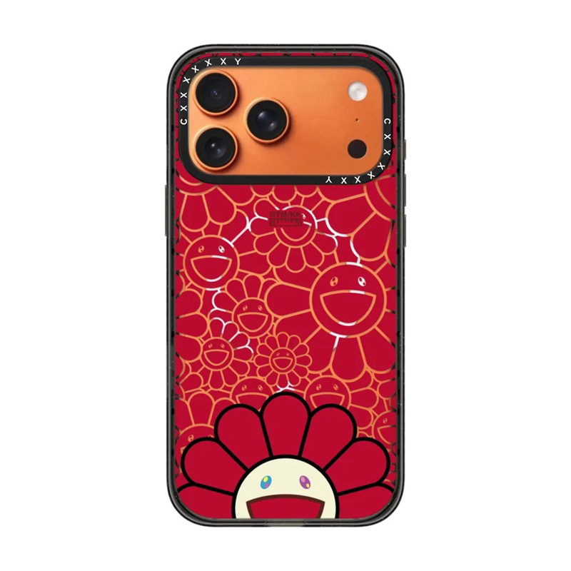 The third red bottom probe red sunflower transparent black frame [magsafe magnetic suction]