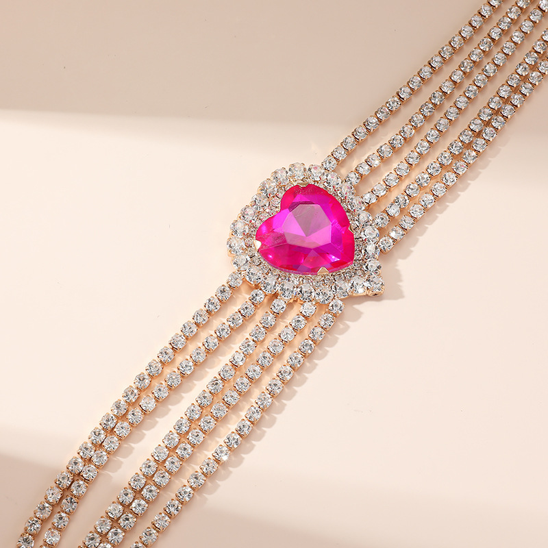 Heart Crystal Choker Necklace Multi-layer Statement Jewellery_voghion.com