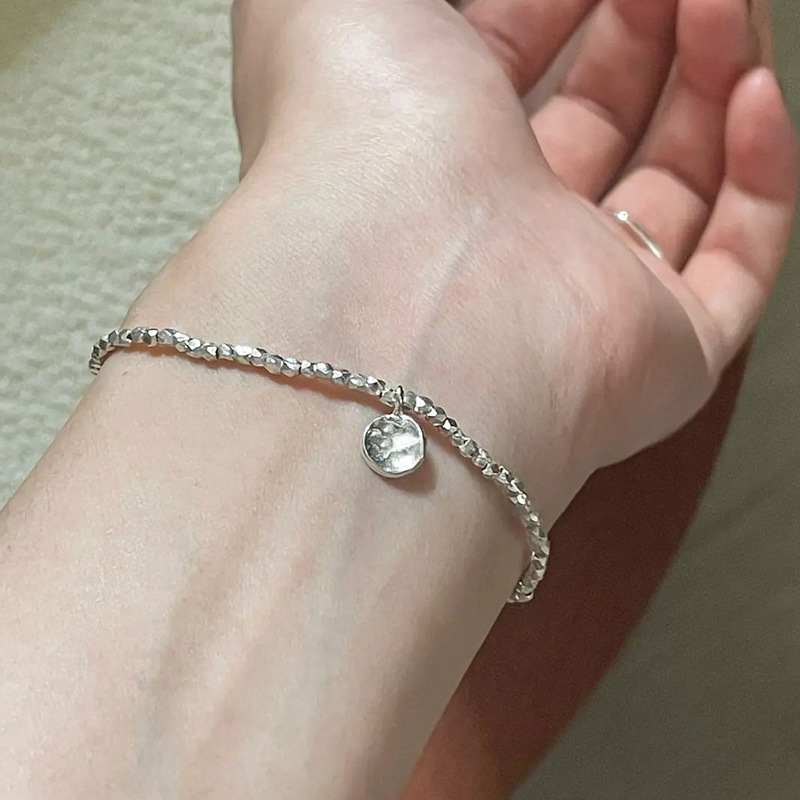S Pure Fragmented Silver Irregular Pendant Bracelet 2023 Beaded Handmade Jewelry Gifts to Best Friends Trend_voghion.com