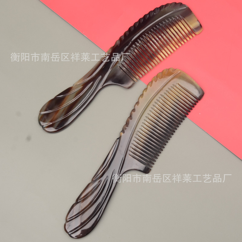 黒花牛角彫刻櫛黒牛角打花丸柄櫛牛角打花櫛彫刻花櫛黒花牛角|undefined