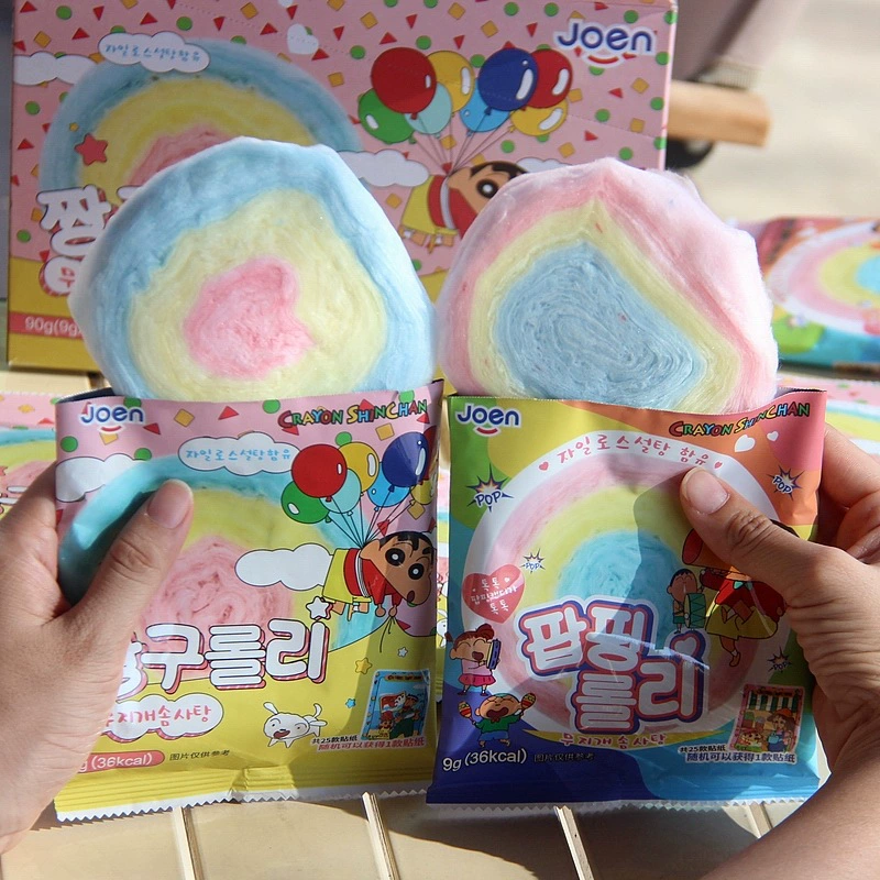 Южная Корея импортировала JOEN Crayon Shinchan Color Color Marshmallow Jump Sugar Rainbow Red Snack 9g