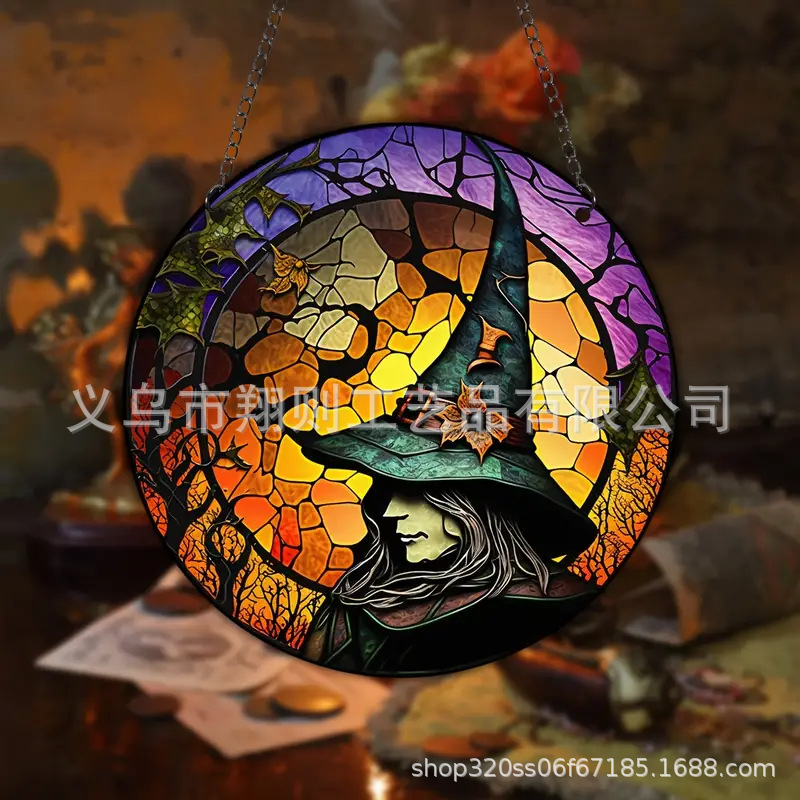 Transfronterizo serie de Halloween acrílico captador de sol artesanía decoración creativa colgante acrílico disco
