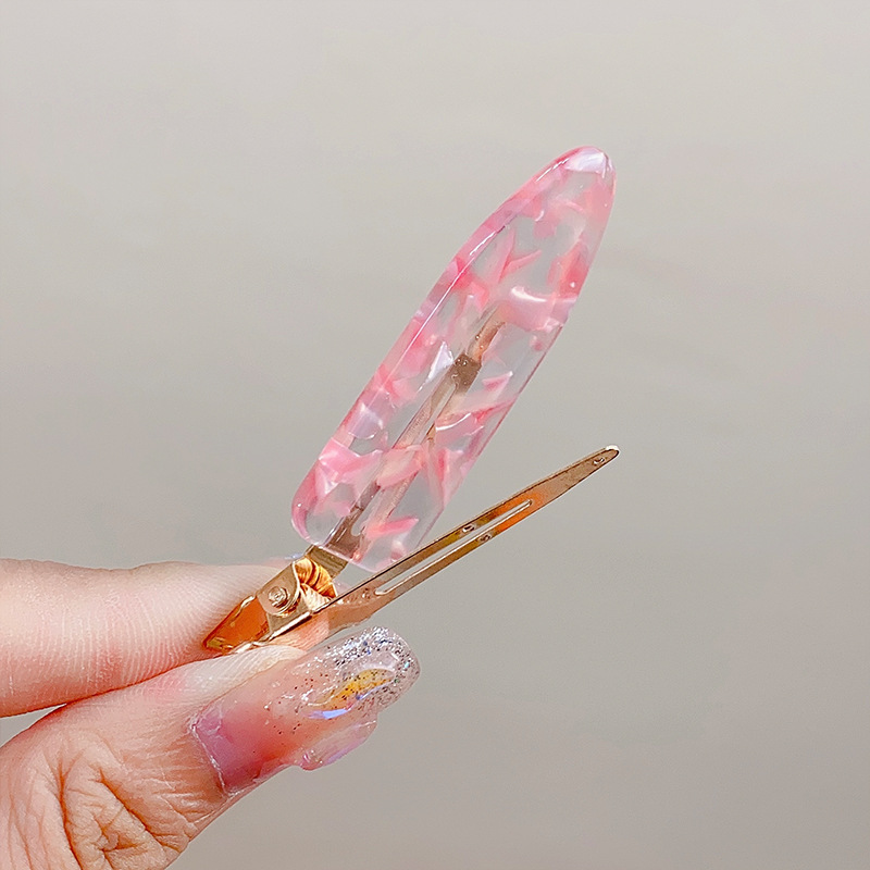 新しいピンクの酢酸の無痕のヘアピンのアクリルのアヒルの口は少女のヘアピンの甘い前髪の砕毛クリップの髪飾りを挟みます。|undefined