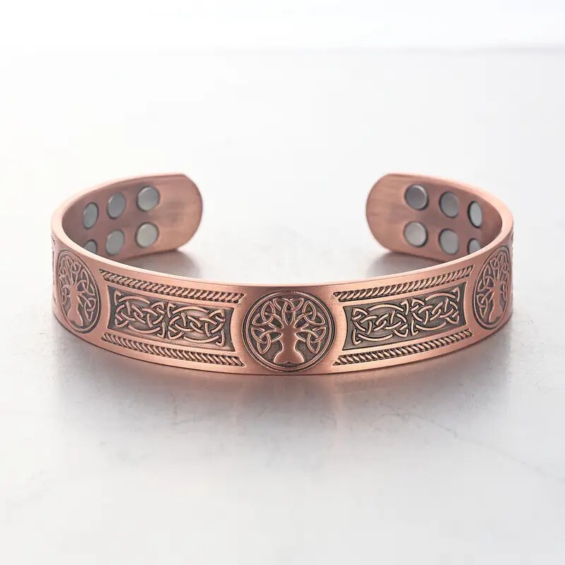 European and American Cross-Border Hot-Selling New Model Twelve-Magnet Men's Jade Open Bracelet Fashion Retro Bracelet