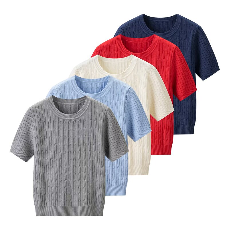Cross-Border Women's Clothing 2026 Summer New Style Korean Version Slim Fit Twist Design 5-Color Slimming Versatile T-Shirt