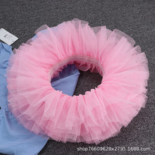 儿童舞蹈蛋糕裙半身纱裙蓬蓬芭蕾舞裙练功短裙白色6层网纱跳舞裙
