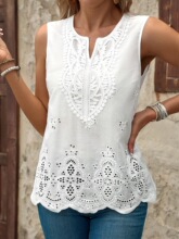 G 71957 Lace Trim V-Neck Tank Top ��˿ƴ�� V �챳������ͨ��