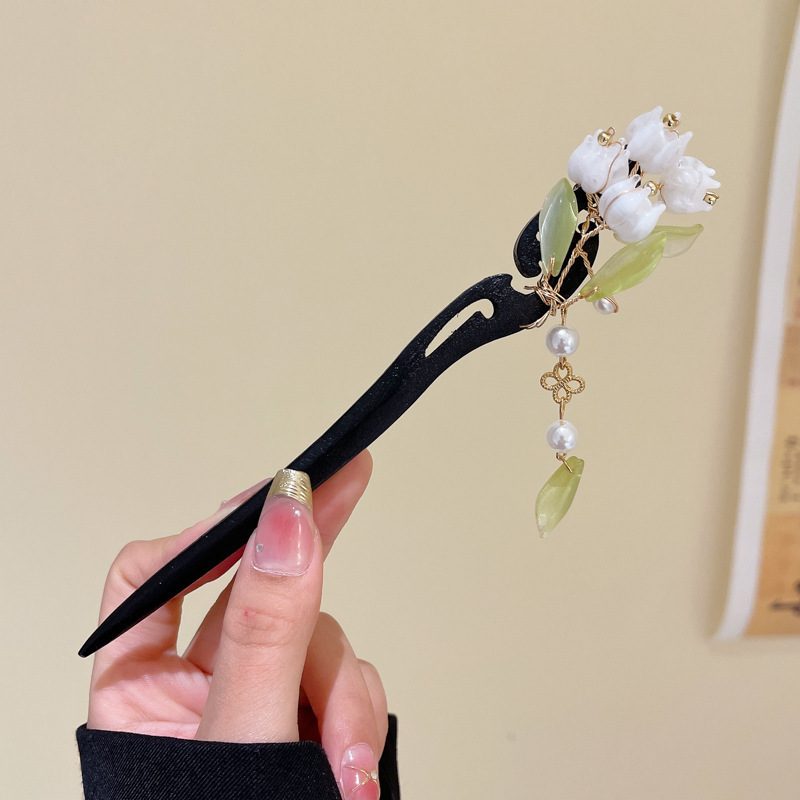 古风新中式发簪女高级感花朵木簪日常通勤国风盘发器簪子汉服头饰|undefined