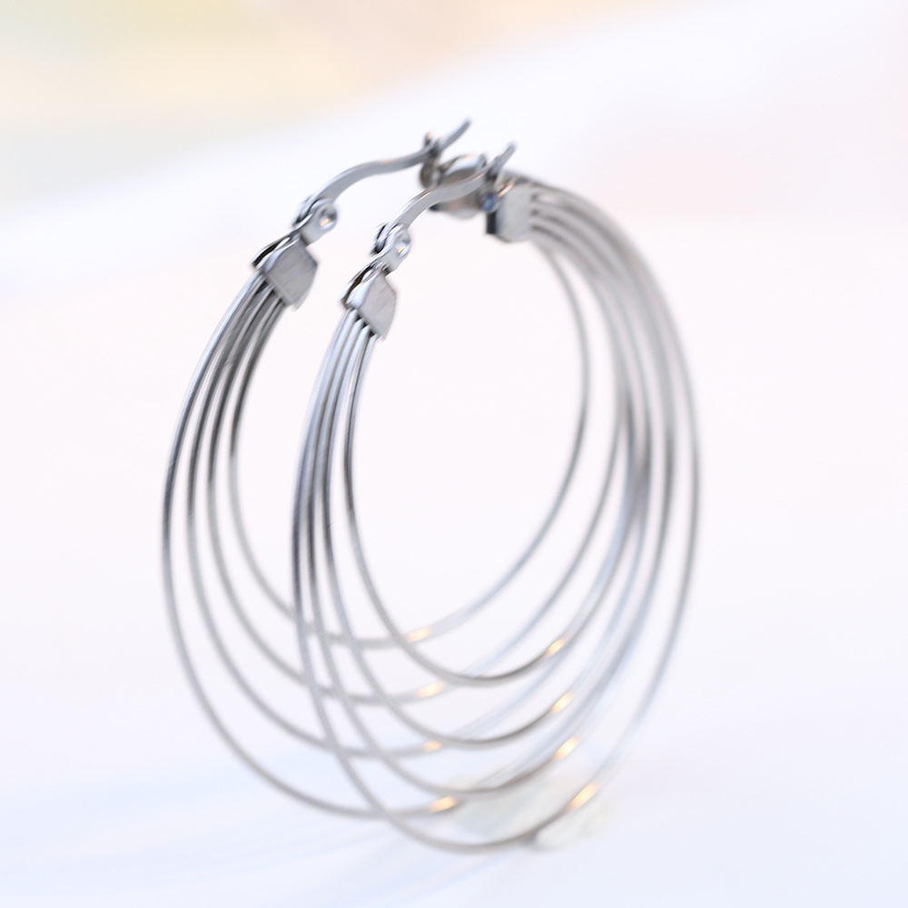 Lady Round Titanium Steel Plating Earrings 1 Pair
