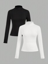 J 31772 Mock neck slim base tee ��������������
