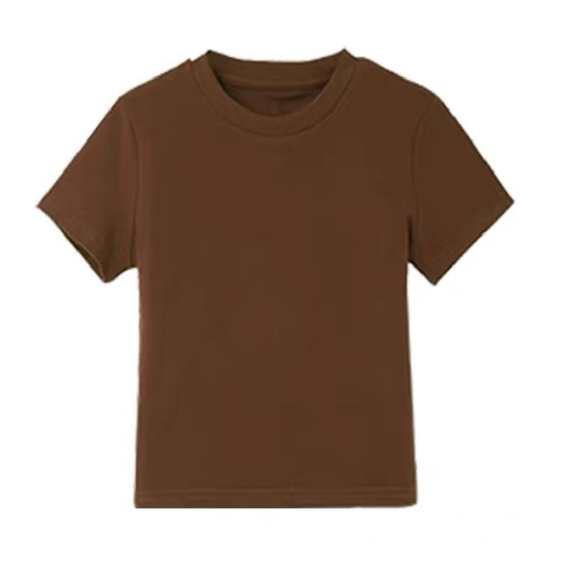 夏のカレー色の半袖tシャツの短いタイプのフランスの甘くて辛いです。|undefined