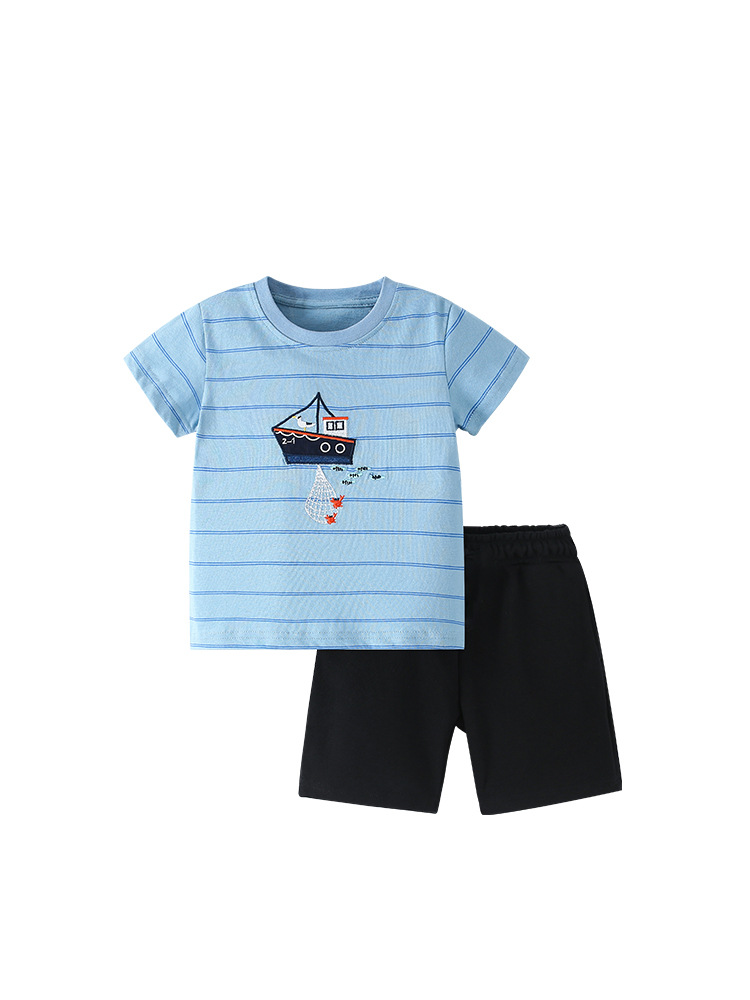 Malwee traje para niños verano nuevo top a rayas pantalones de cintura elástica traje de dos piezas casual para niños europeos y americanos