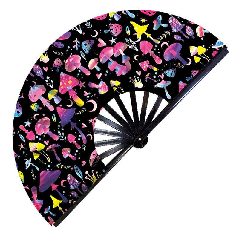 Abanico Plegable Luminoso 33cm Plástico y Poliéster Plegable para Fiestas y Festivales
