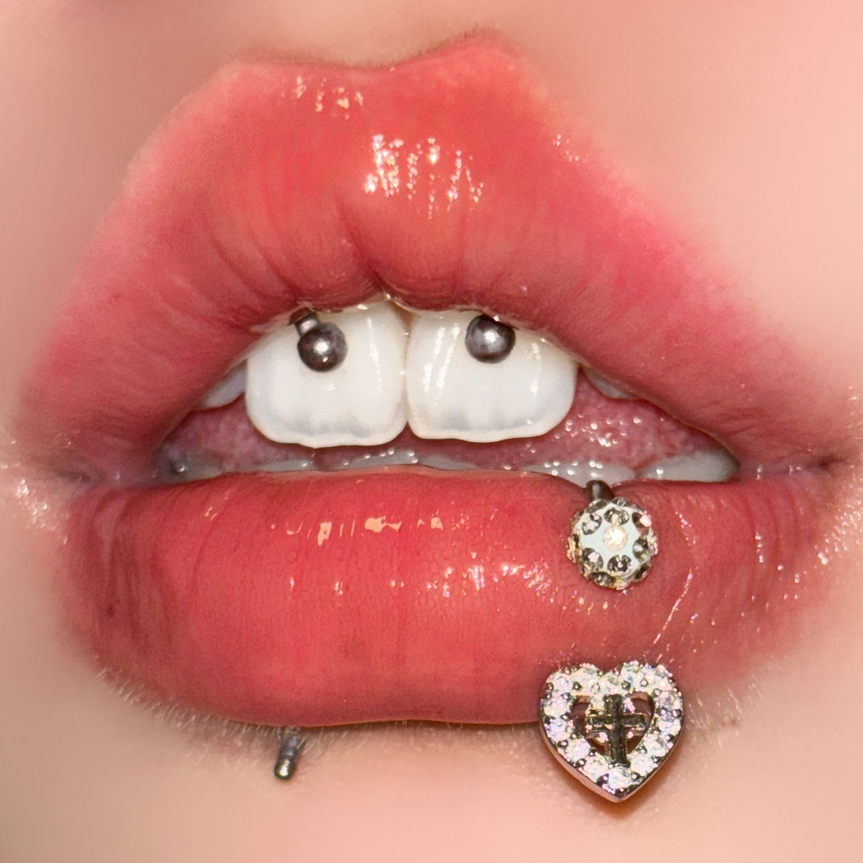 5g Weight lip stud Classification Lip Rings Piercing Type 1 Piece Lip Rings Sweet Heart Shape Copper Polishing Lip Rings