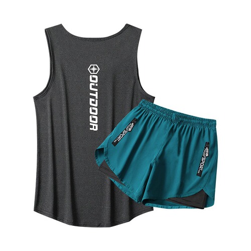 Fitness clothes men's track and field marathon sports suit summer ice silk quick-drying vest basketball training running equipment