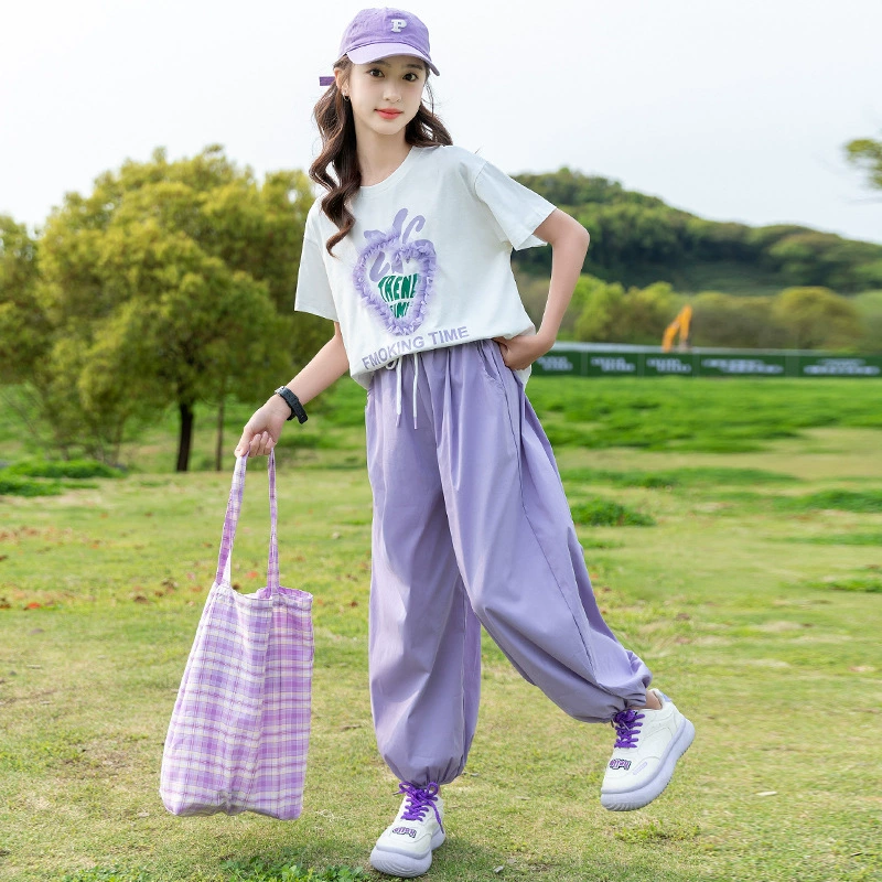 Summer clothing, sleeves, children's thin summer set, for teenagers, with short sleeve, children's clothing, internet celebrity, 9 years