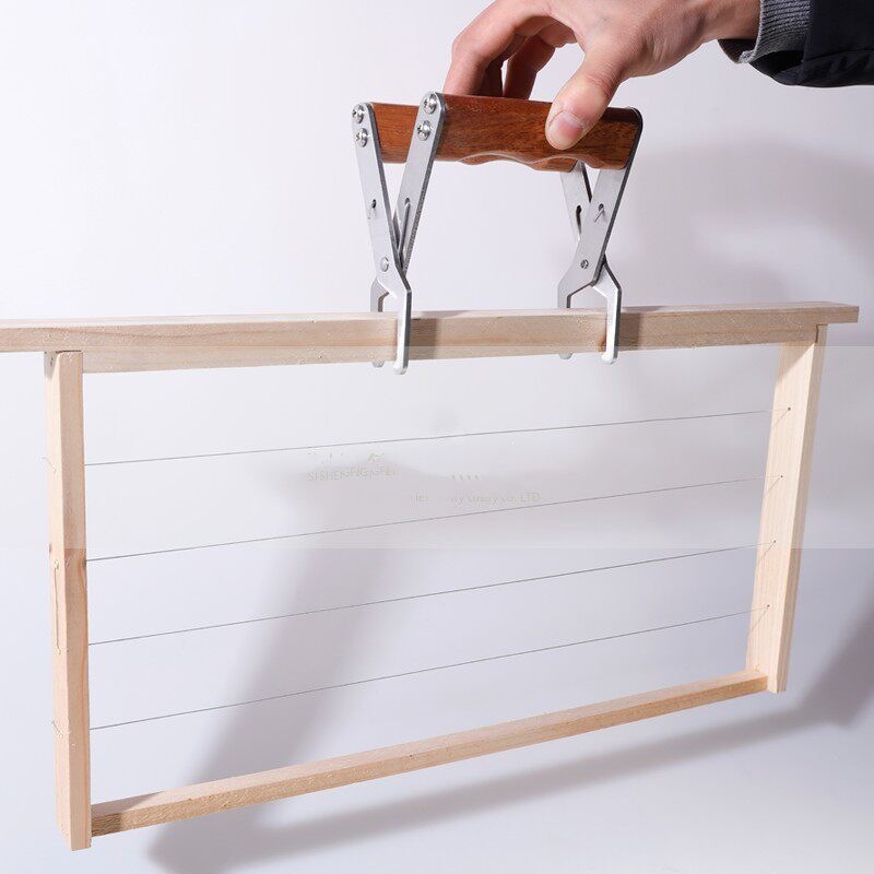 Stainless steel hive frame clamp, hive frame clamp with wooden handle, beekeeping tool