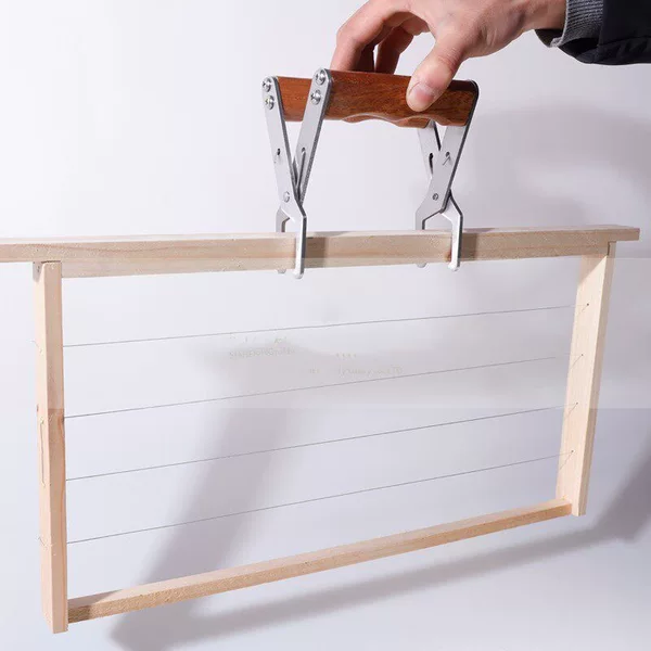 Stainless steel hive frame clamp, hive frame clamp with wooden handle, beekeeping tool