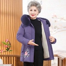 中老年人冬装女棉衣奶奶加绒加厚棉袄外套妈妈老太太防寒羽绒棉服