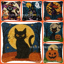 diy猫猫十字绣地毯绣段段绣手工抱枕车枕沙发枕毛线绣抱枕材料包