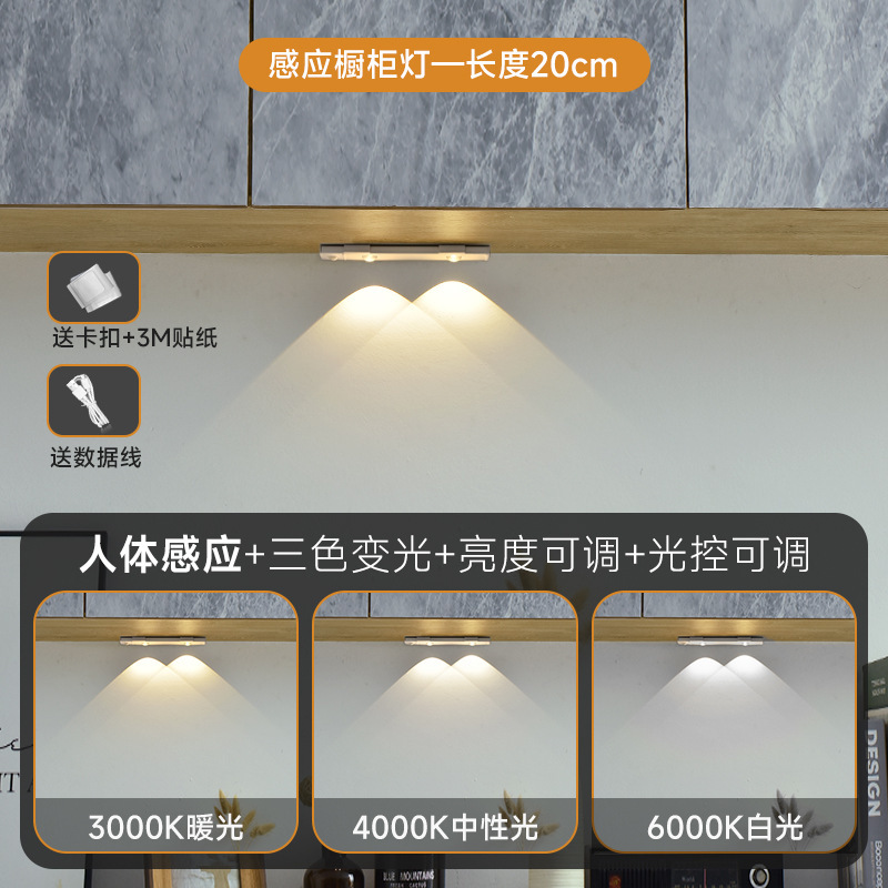 Transfronterizo ultrafino inteligente led luz del sensor del cuerpo auto-adhesivo armario gabinete del vino colina ojo de gato luz con recargable