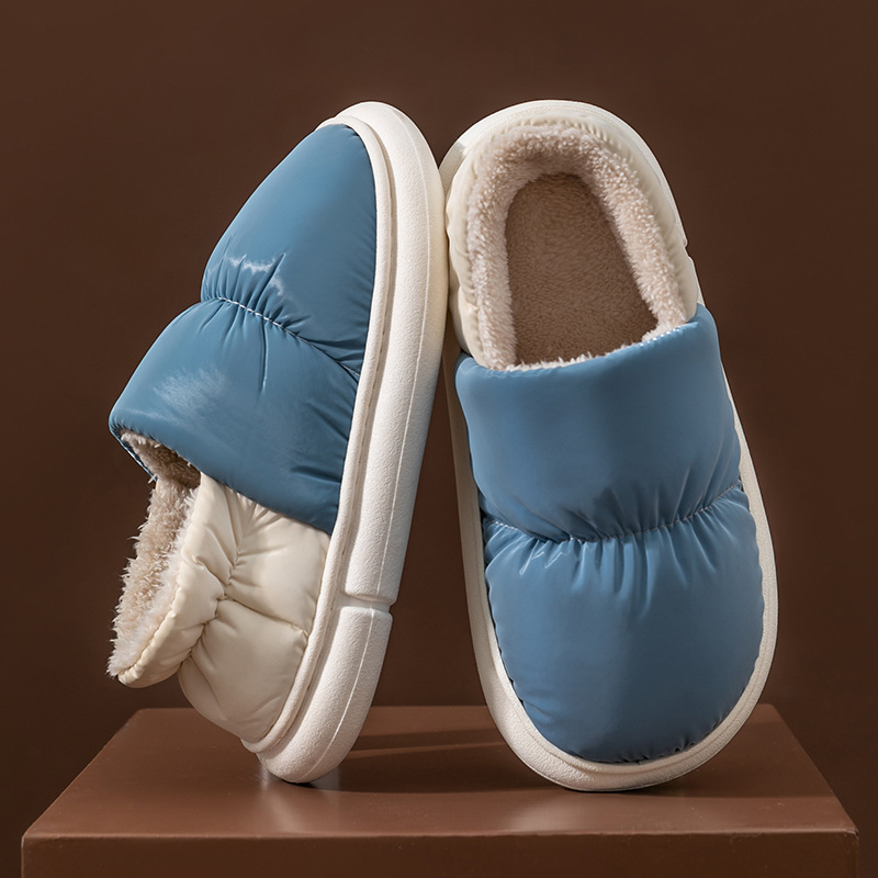 Zapatillas de algodón damas invierno 2025 nuevo interior pareja doméstica calentamiento de la luna anti-derrapante zapatillas de lana invierno