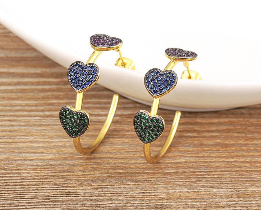 Copper Material 1 Pair Casual Simple Style Pentagram Heart Shape Polishing Inlay Copper Zircon 18K Gold Plated Ear Studs