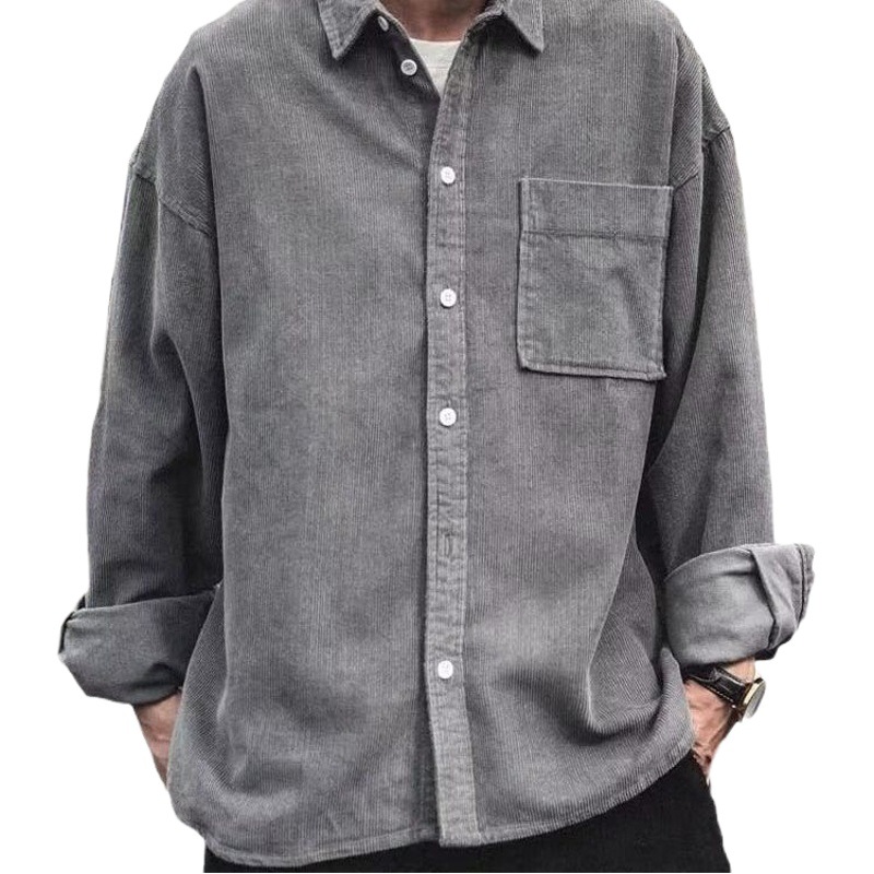 Vintage camisa de pana retro Americana de los hombres de manga larga marca de moda japonesa ins ruoshuai camisa de trabajo abrigo