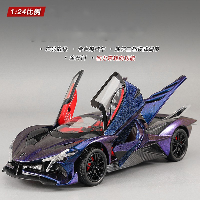 Car to 1:24 super run EVO alloy car model toy car model simulation ornaments boy sound and light toy car wholesale