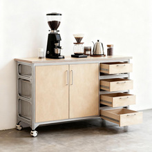 咖啡柜工业风铝型材海洋板抽屉柜餐边柜开放式磨砂亚克力储物柜子