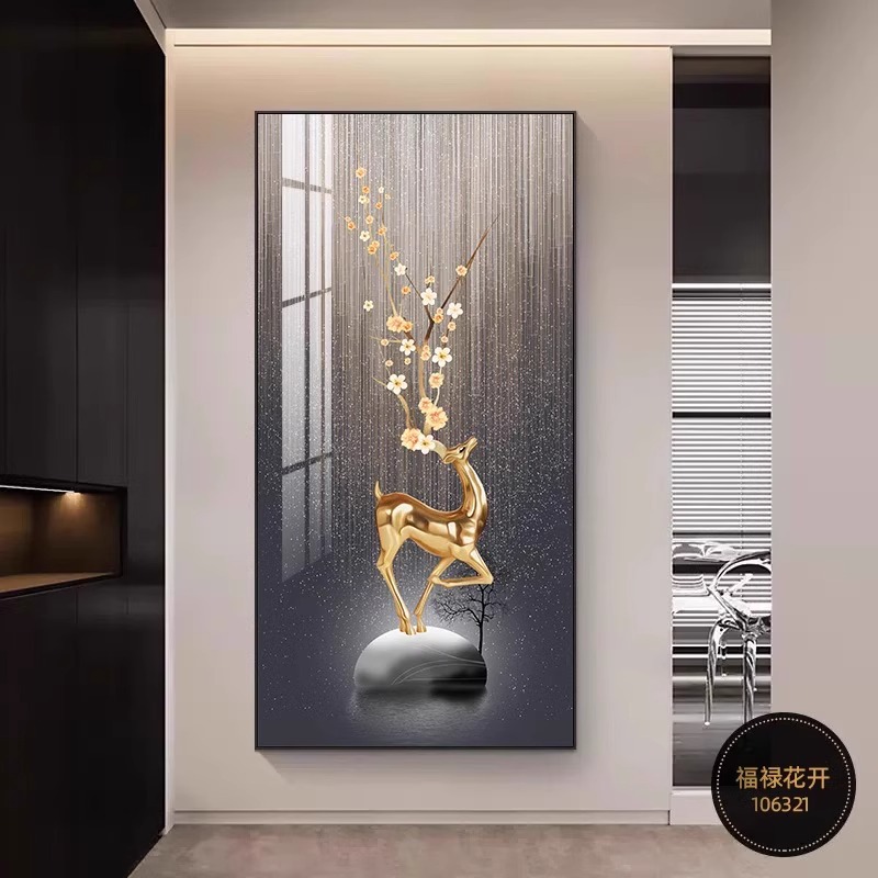 Entrar en el hogar nueve peces pintura decorada pasillo de la sala de estar pintura colgante nuevo alce atmosférico pintura mural vertical